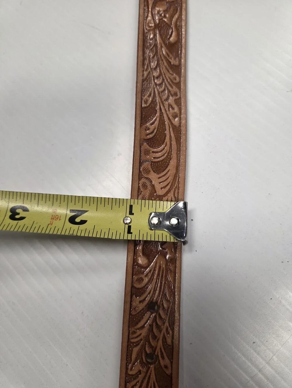 Vintage Justin Kids Size 22 Tooled Leather Western Belt Strap No Buckle Made in